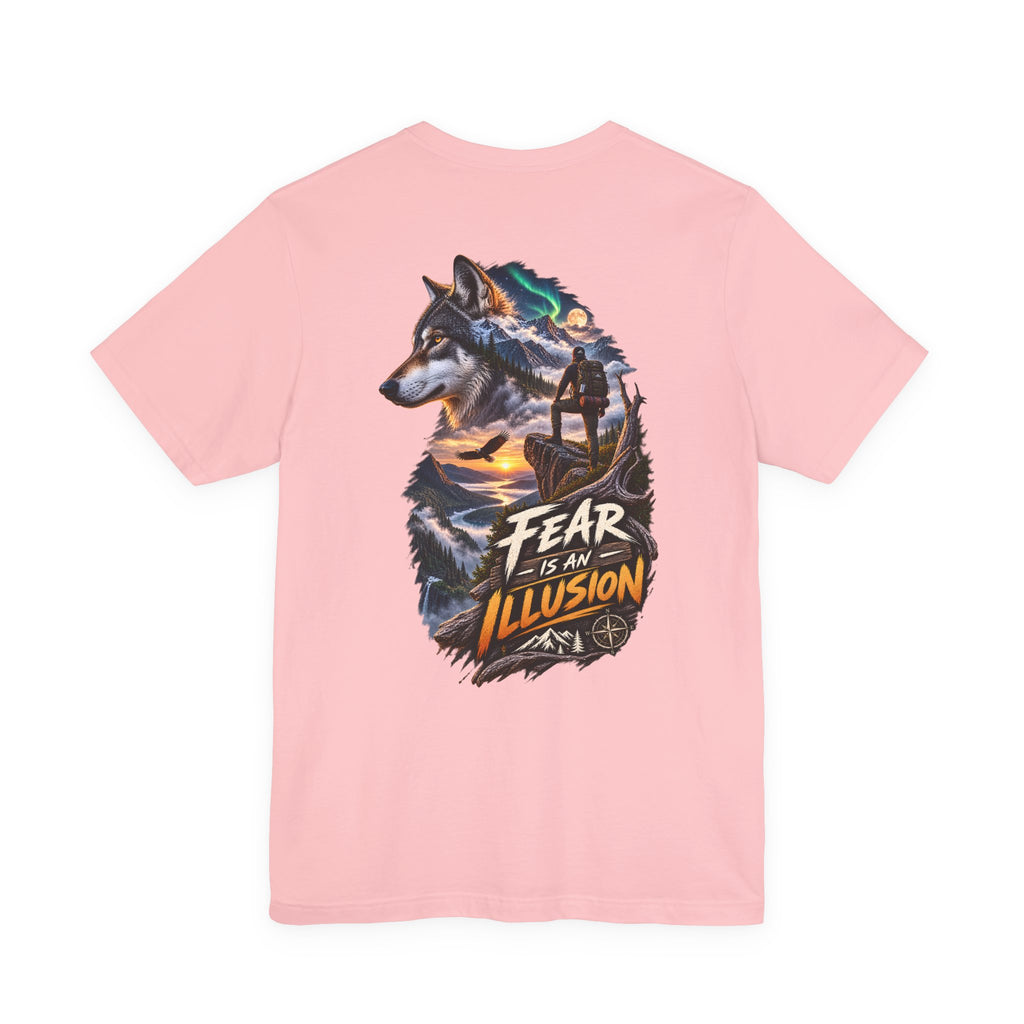 T-shirt loup « La peur est une illusion » — T-shirt graphique de motivation inspiré de la nature