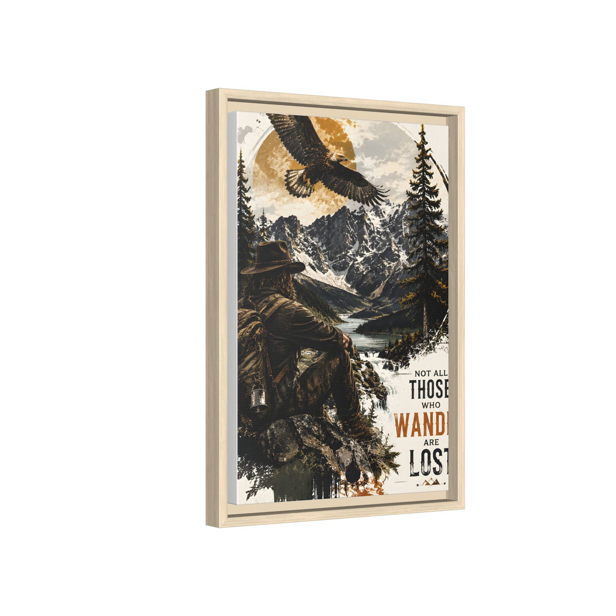 Wander Not Lost Eagle Mountain Canvas Print — Framed Matte Wall Art