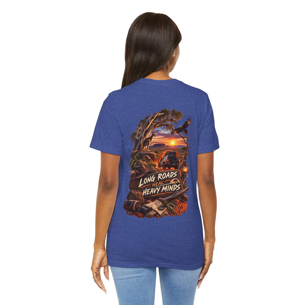 Long Roads Heal Heavy Minds T-Shirt — Scenic Sunset Travel Tee