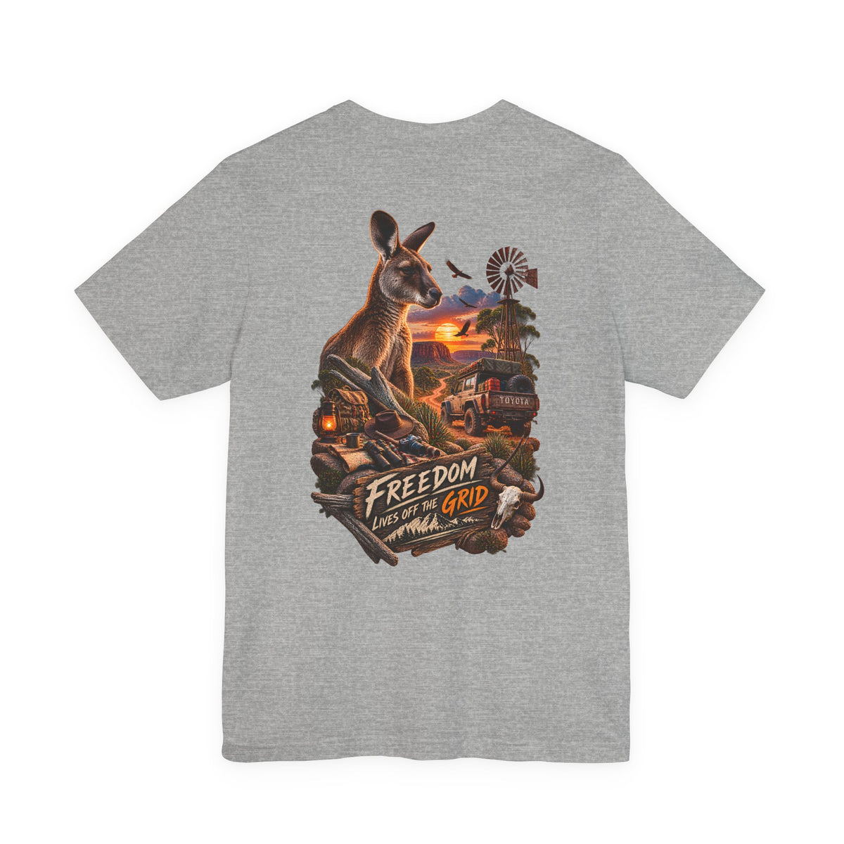 Freedom Down Under Kangaroo T-Shirt — Australia Sunset Wildlife Graphic Tee