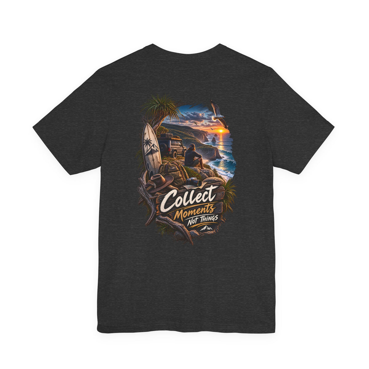 T-Shirt — "Collect Moments Not Things" Beach Sunset Graphic Tee