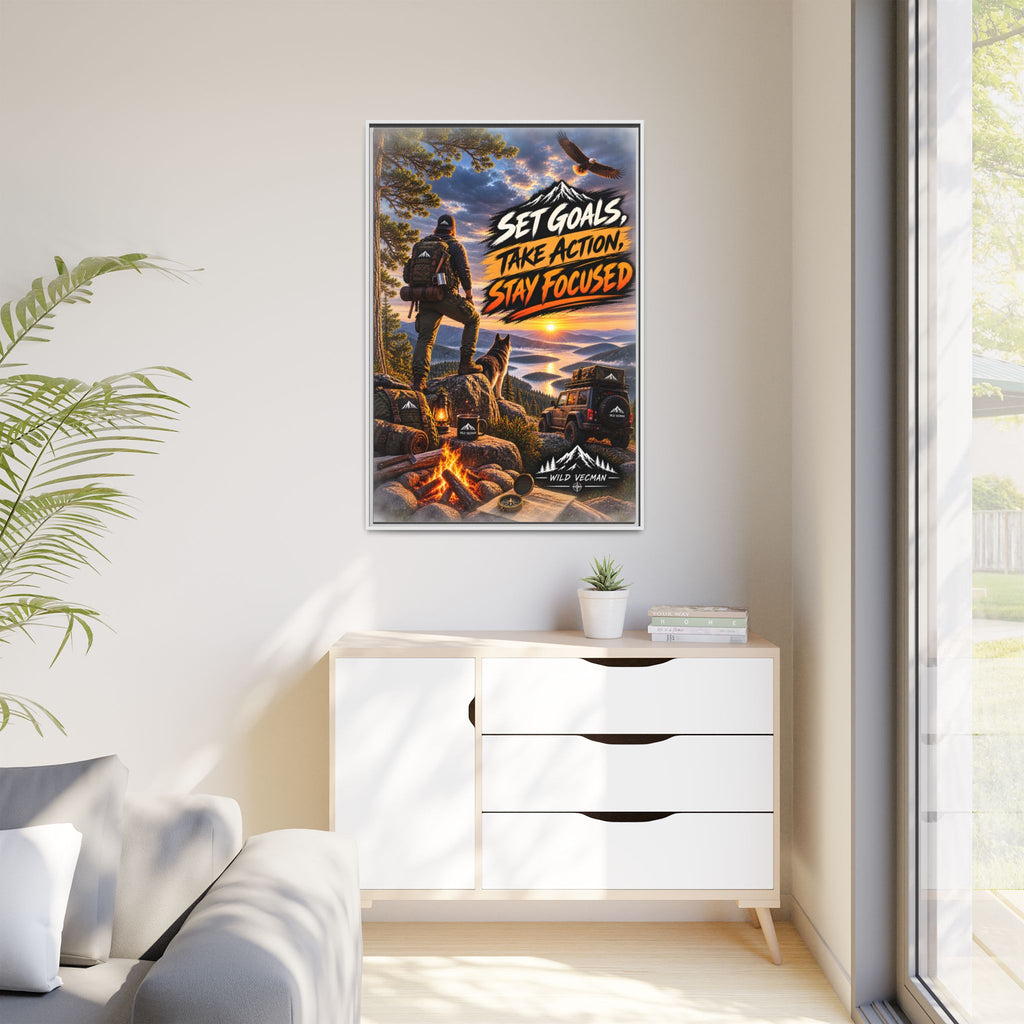 Motivational Adventure Canvas — “Set Goals, Take Action, Stay Focused”