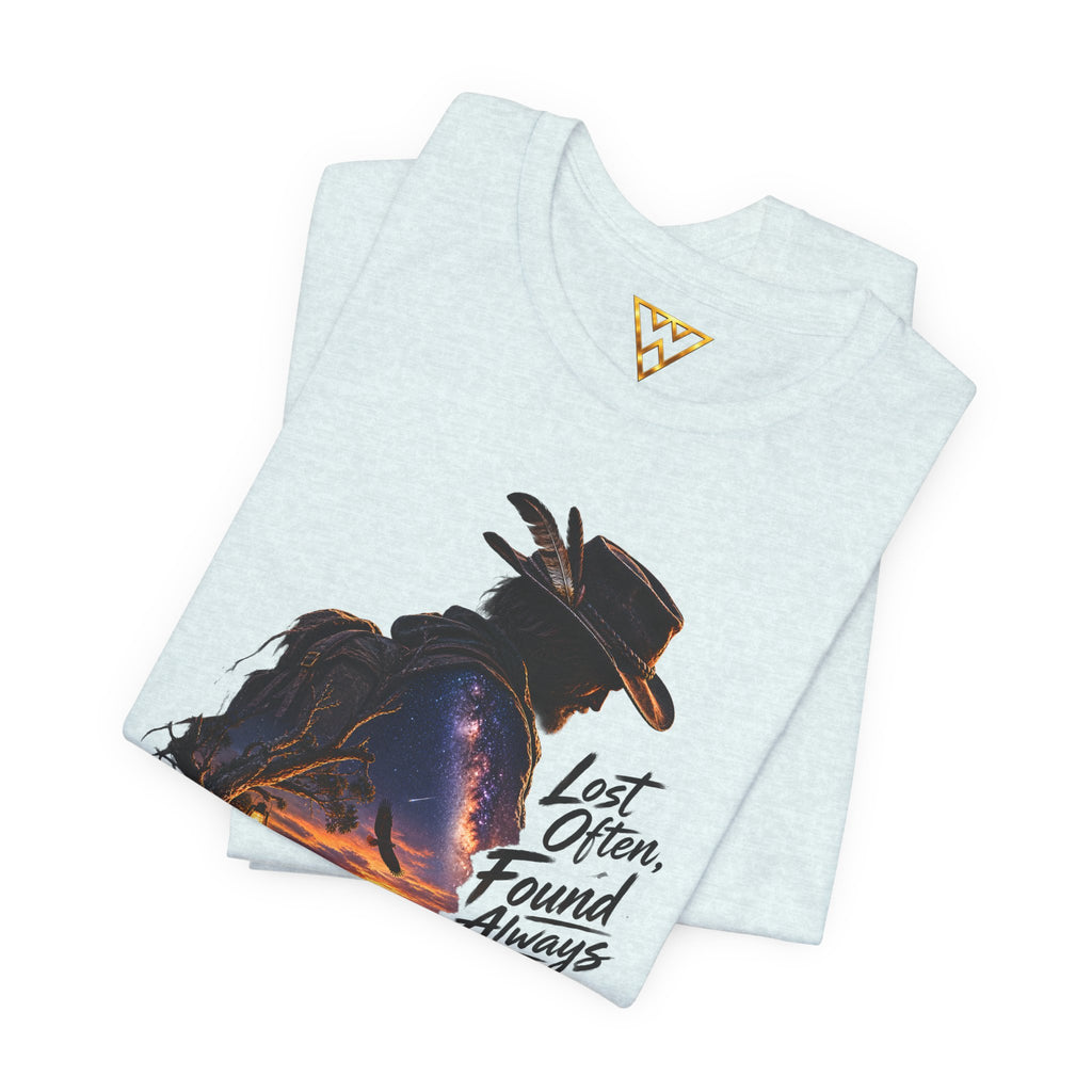 T‑Shirt — Western Sunset Cowboy 'Lost Often, Found Always' Graphic Tee