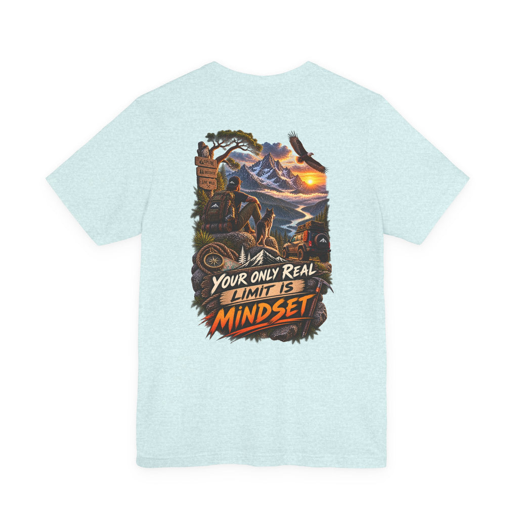 T-shirt graphique Mindset Adventure — T-shirt de motivation « Votre seule vraie limite est votre état d'esprit » avec motif de montagne