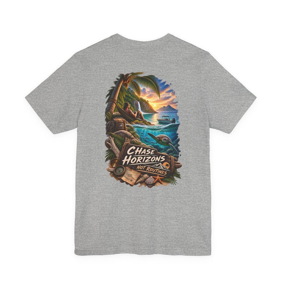 Chase Horizons Sunset Beach Tee — Adventure Coastal Graphic T-Shirt