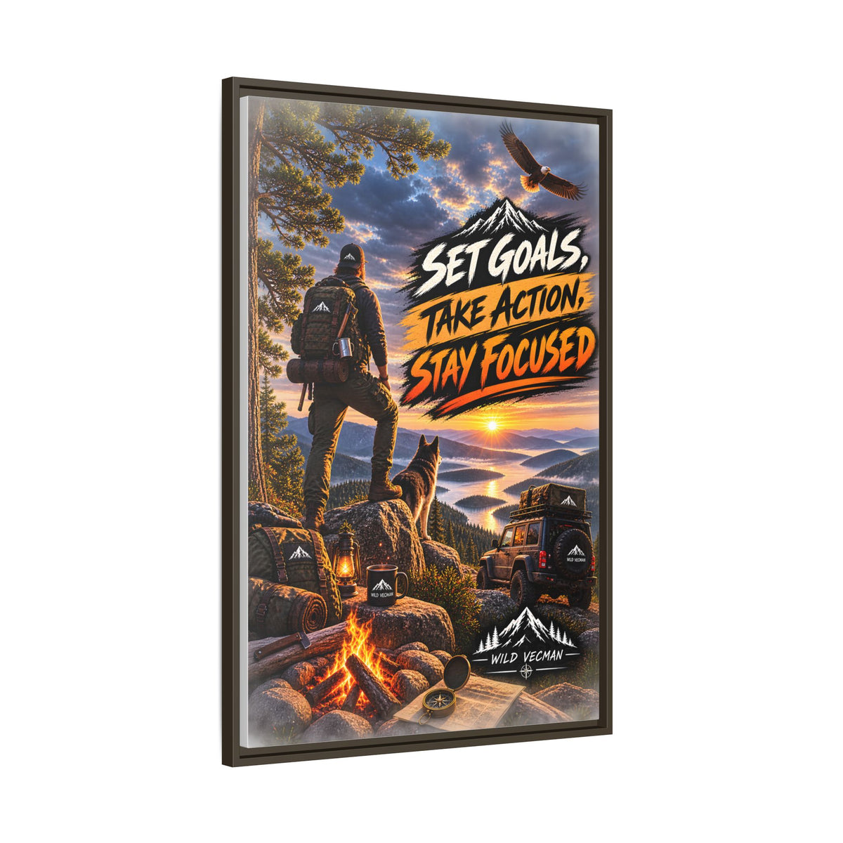 Motivational Adventure Canvas — “Set Goals, Take Action, Stay Focused”