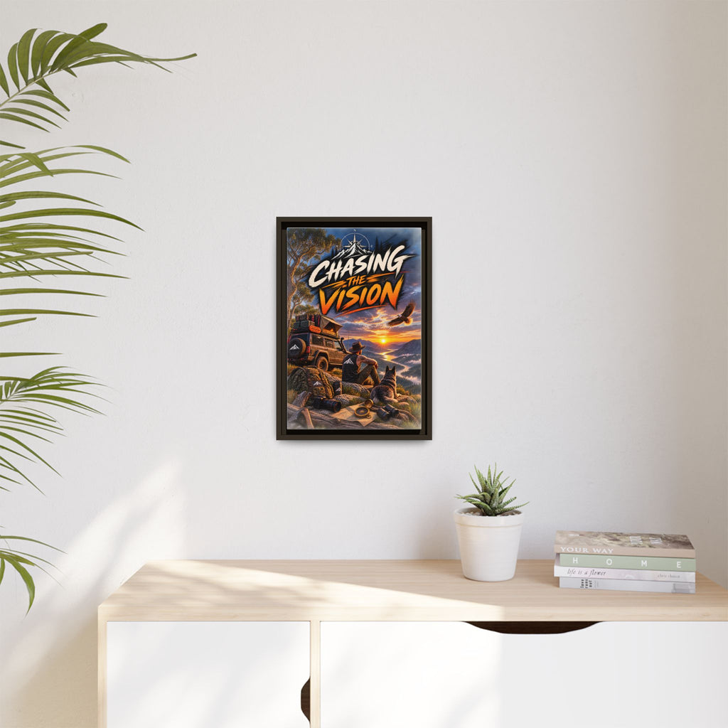 Chasing the Vision Matte Canvas Print (Framed) — Adventure Landscape Wall Art