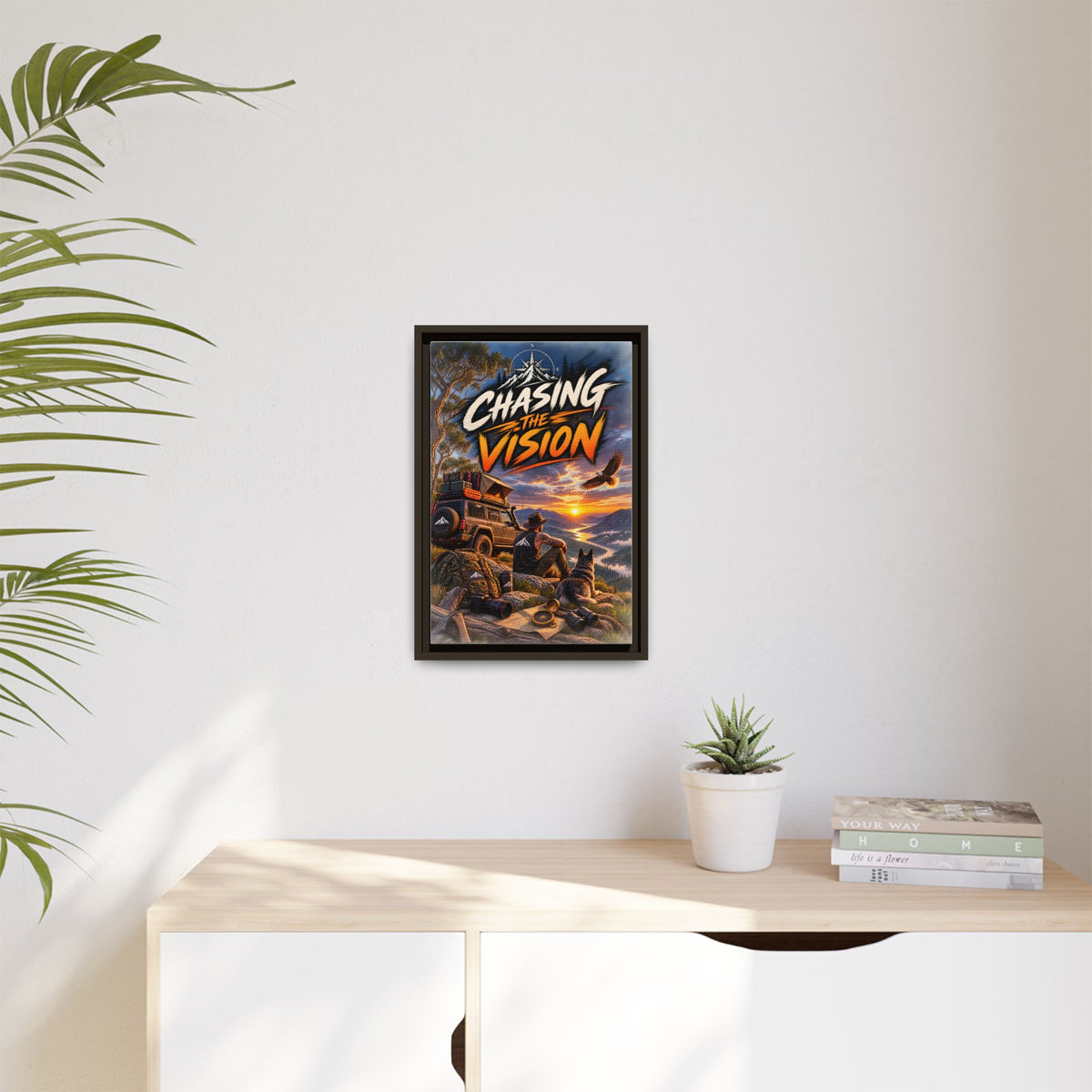 Chasing the Vision Matte Canvas Print (Framed) — Adventure Landscape Wall Art