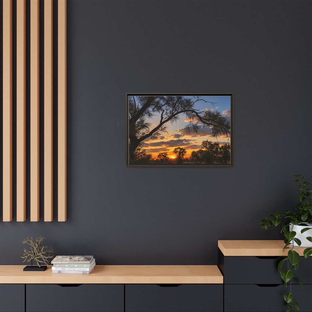 Sunset Silhouette Matte Canvas Print — Framed Landscape Wall Art