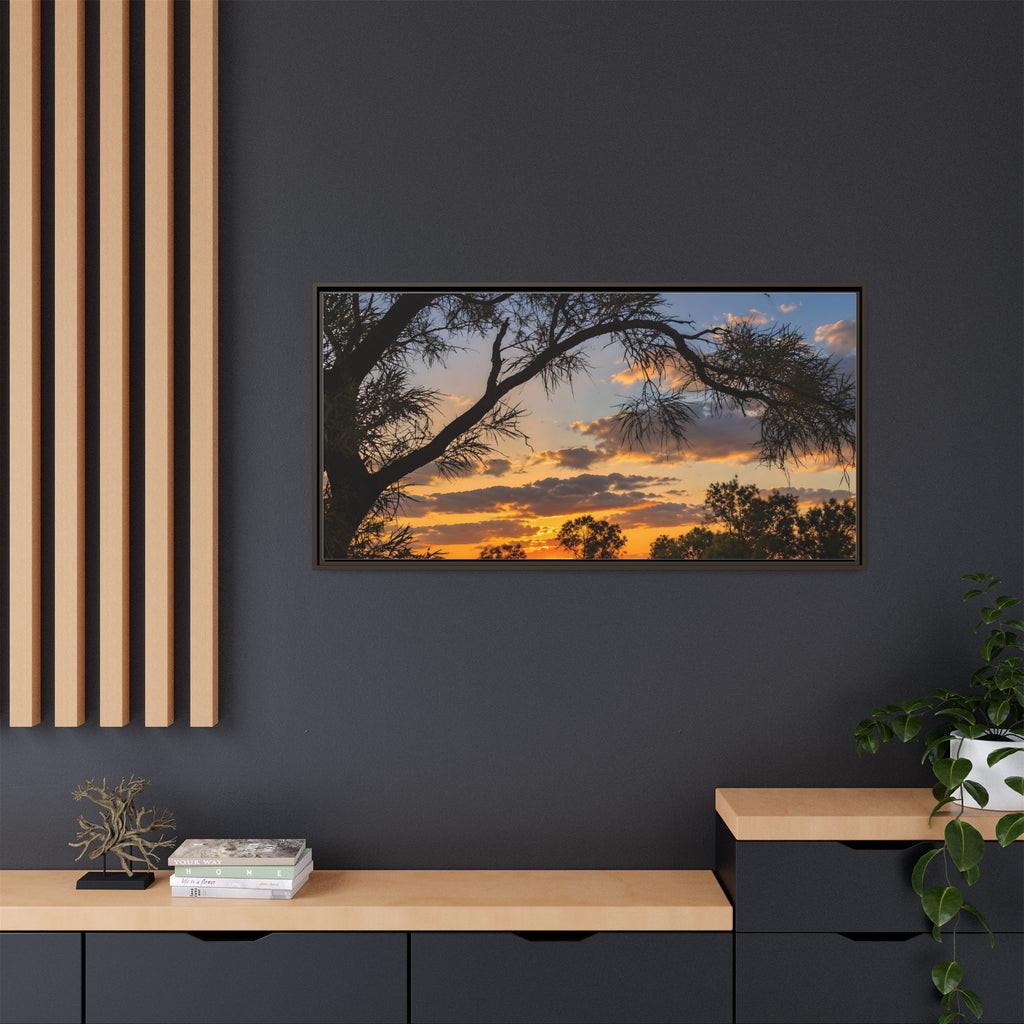 Sunset Silhouette Matte Canvas Print — Framed Landscape Wall Art