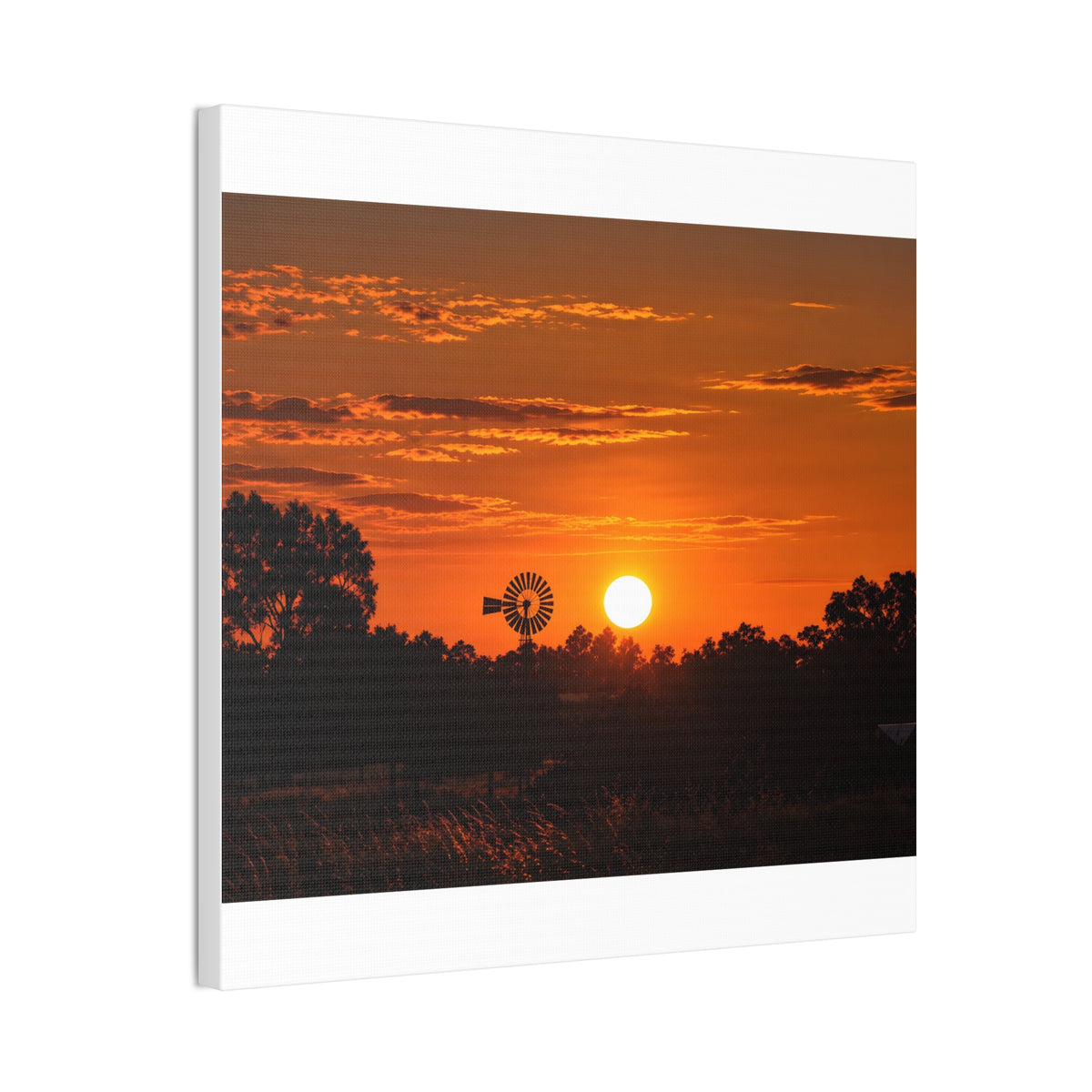 Sunset Windmill Canvas Print — Rural Farmhouse Wall Art