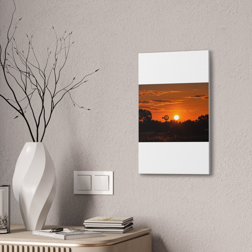 Sunset Windmill Canvas Print — Rural Farmhouse Wall Art