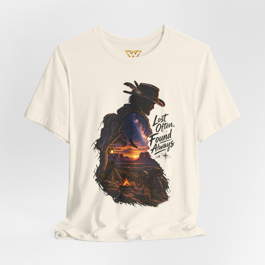 T‑Shirt — Western Sunset Cowboy 'Lost Often, Found Always' Graphic Tee