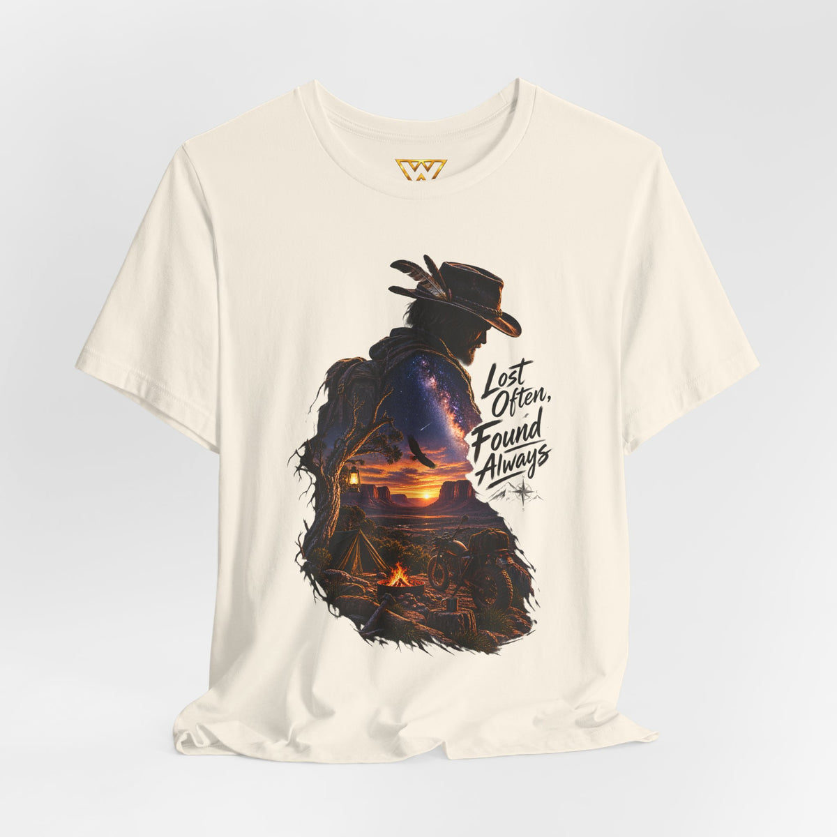 T‑Shirt — Western Sunset Cowboy 'Lost Often, Found Always' Graphic Tee