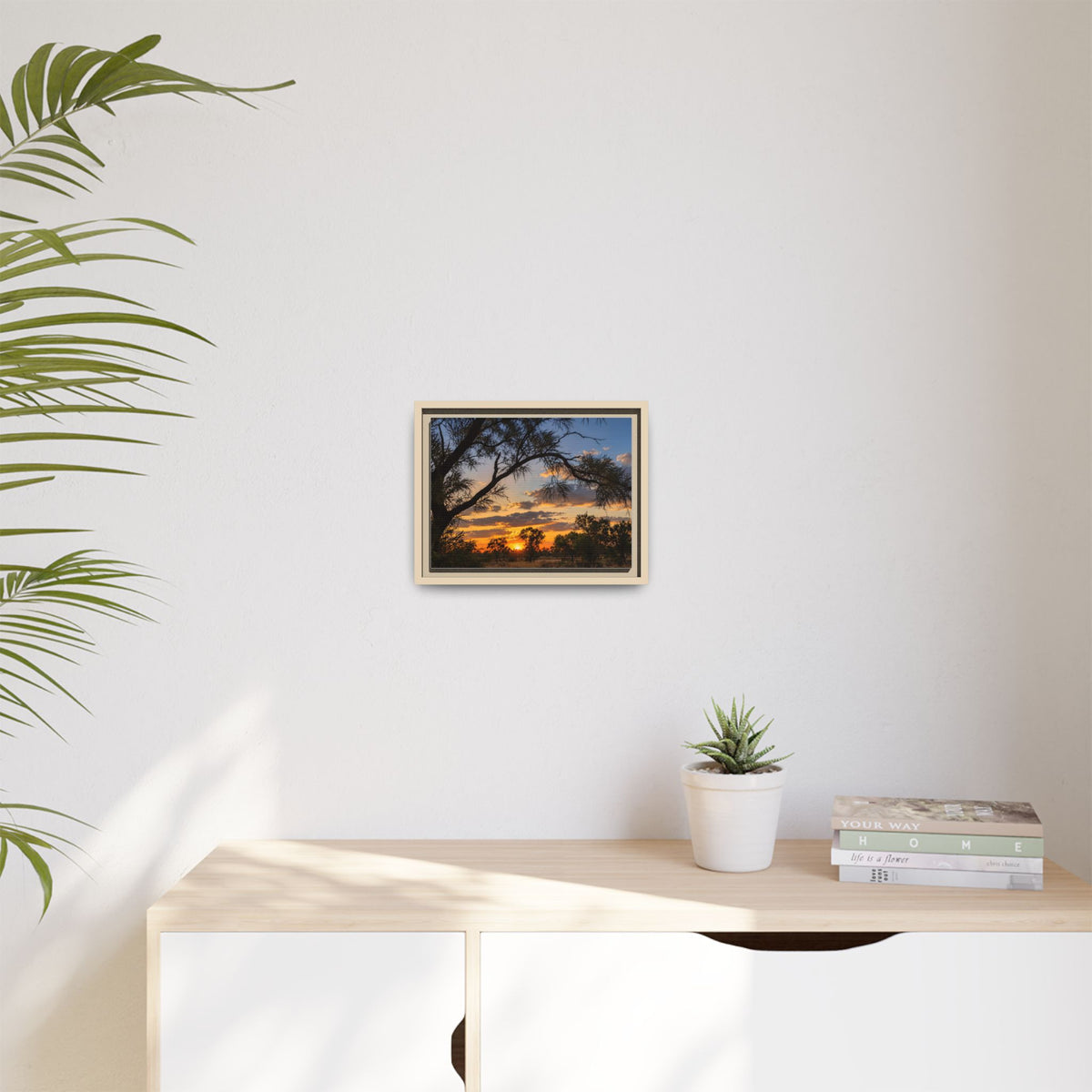 Sunset Silhouette Matte Canvas Print — Framed Landscape Wall Art