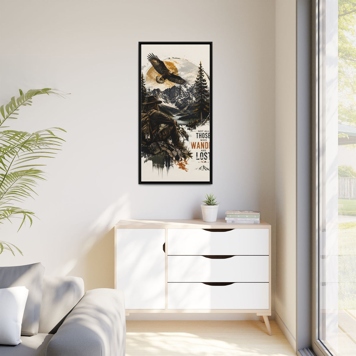Wander Not Lost Eagle Mountain Canvas Print — Framed Matte Wall Art