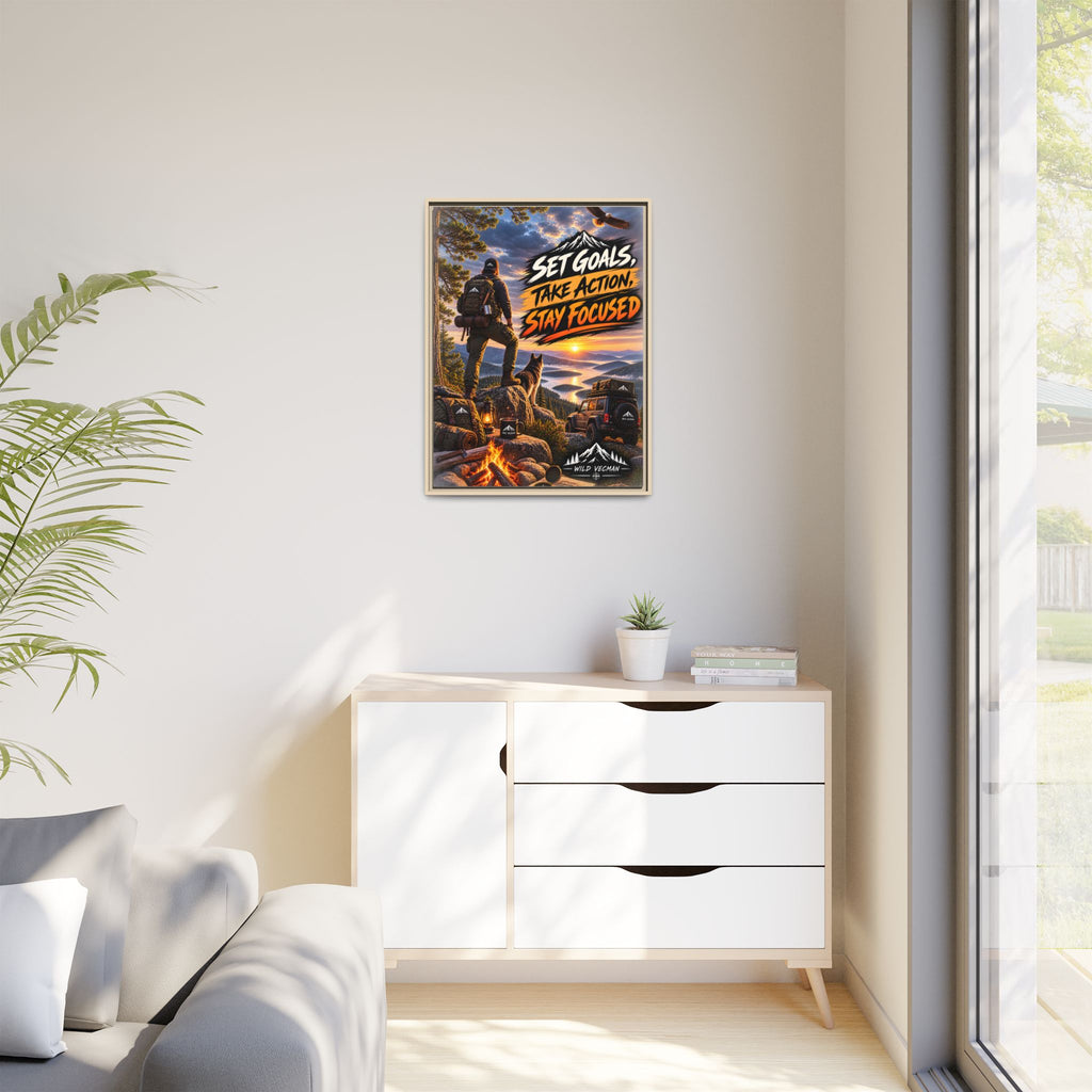 Motivational Adventure Canvas — “Set Goals, Take Action, Stay Focused”