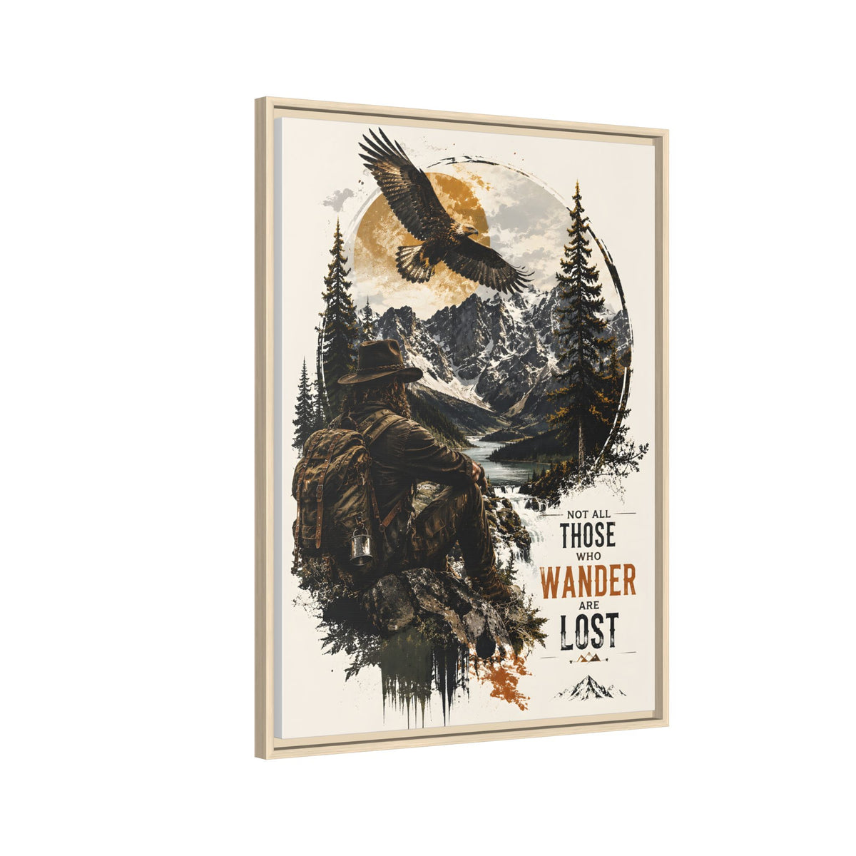Wanderer Hiking Framed Canvas — "Not All Those Who Wander Are Lost" Wall Art