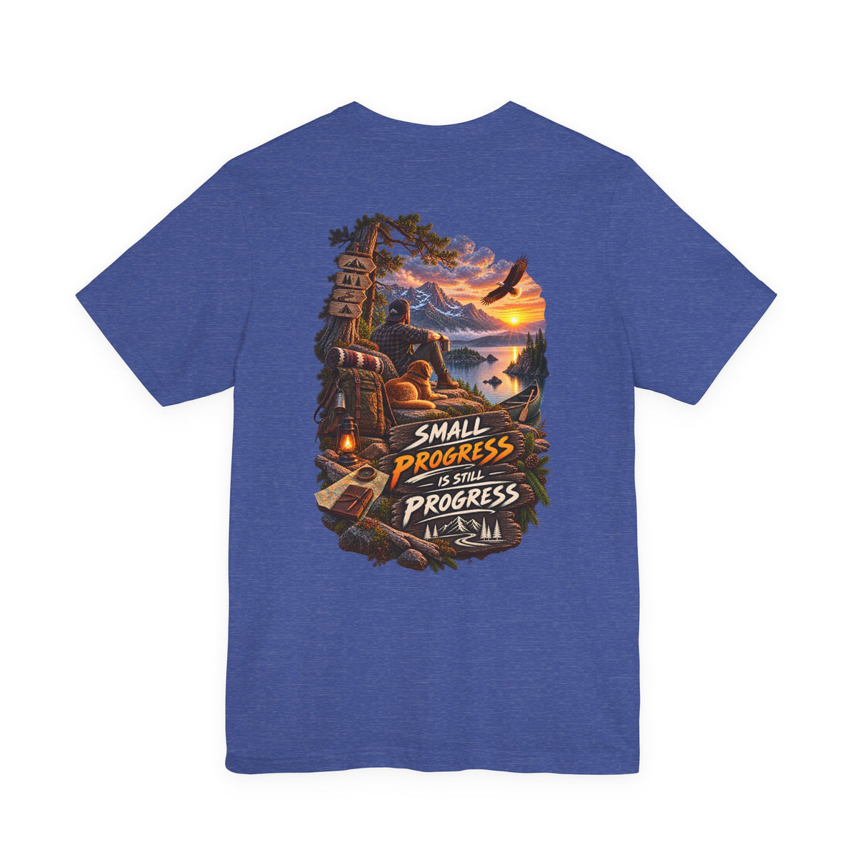 T-Shirt — "Small Progress Is Still Progress" Scenic Camping Graphic