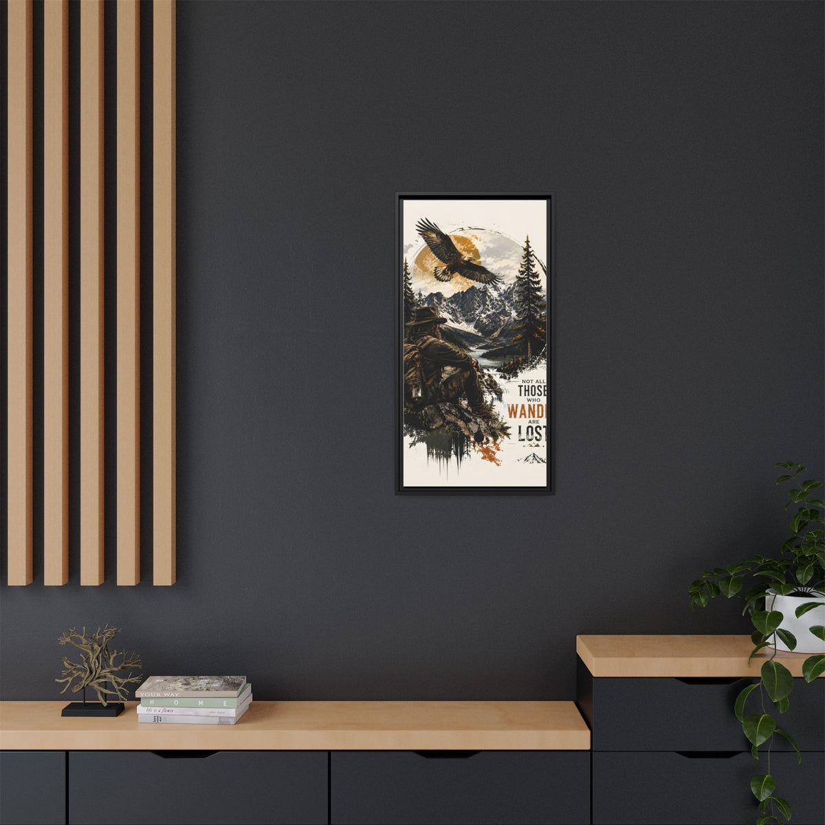 Wander Not Lost Eagle Mountain Canvas Print — Framed Matte Wall Art
