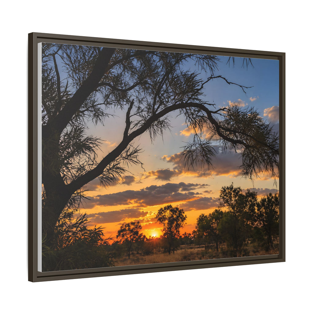 Sunset Silhouette Matte Canvas Print — Framed Landscape Wall Art