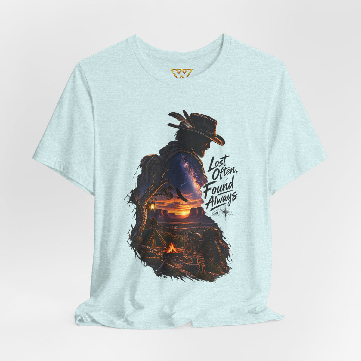 T‑Shirt — Western Sunset Cowboy 'Lost Often, Found Always' Graphic Tee