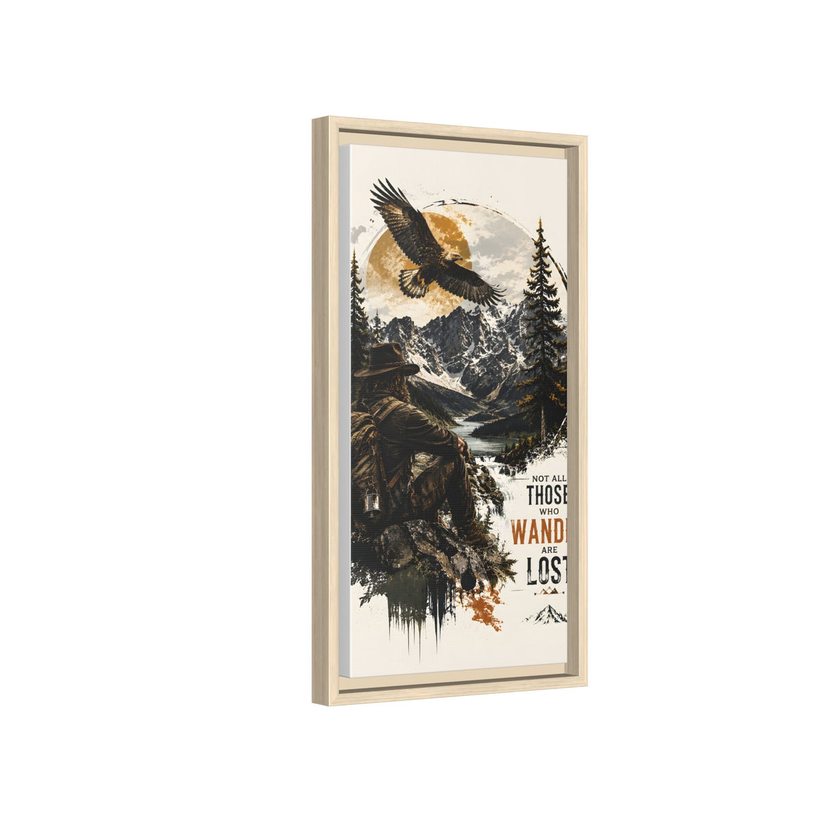 Wander Not Lost Eagle Mountain Canvas Print — Framed Matte Wall Art