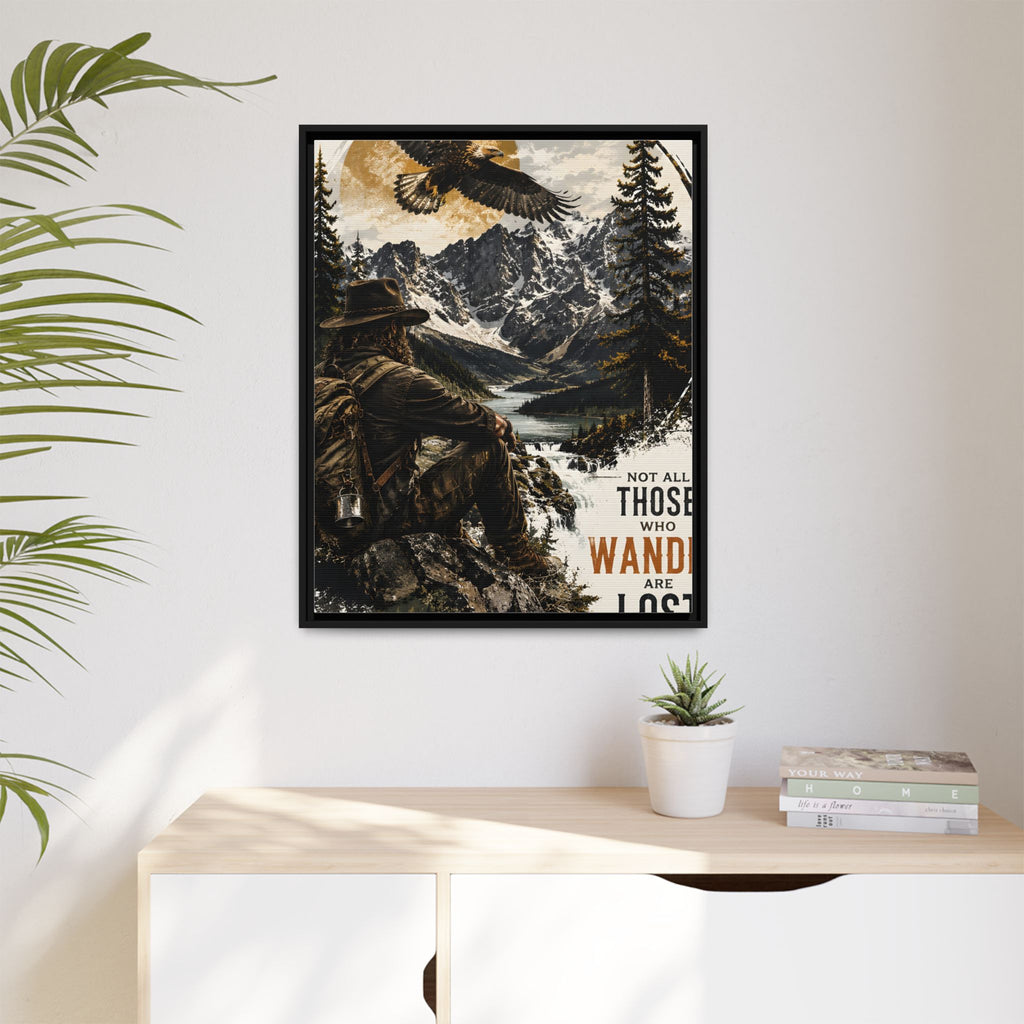 Wander Not Lost Eagle Mountain Canvas Print — Framed Matte Wall Art