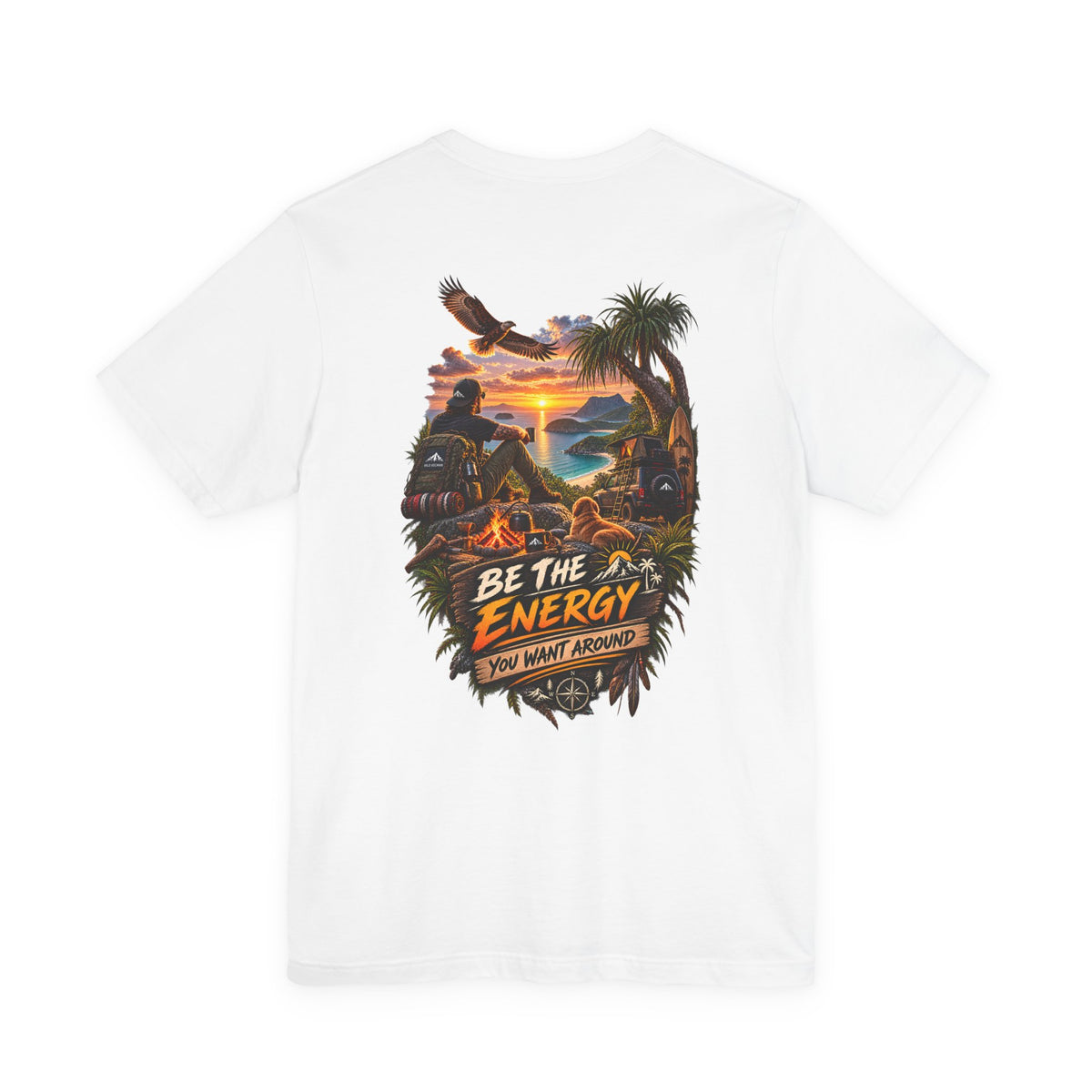 T-Shirt — "Be The Energy" Sunset Island Graphic Tee