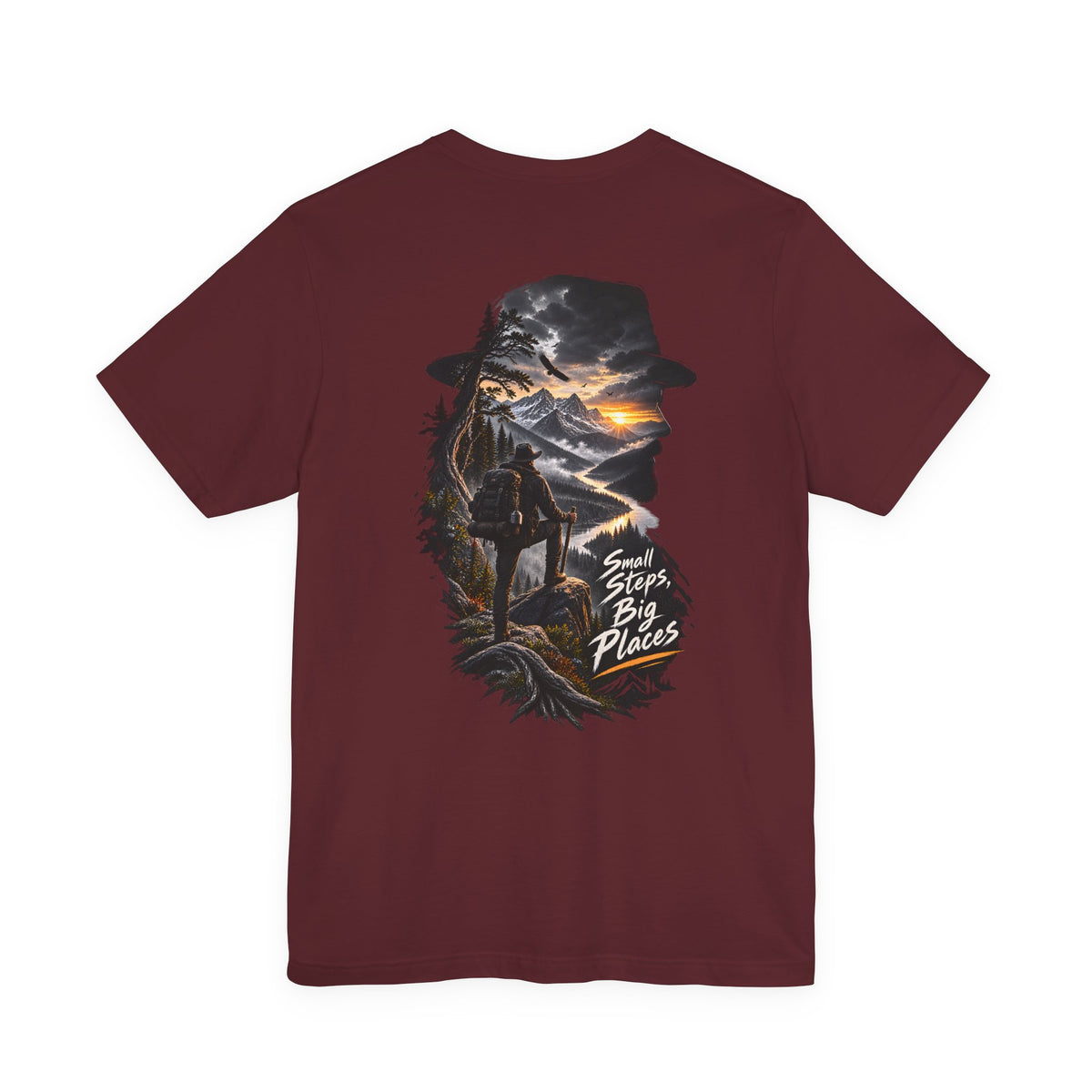 Adventure Hiker Tee — 'Small Steps, Big Places' Mountain Silhouette