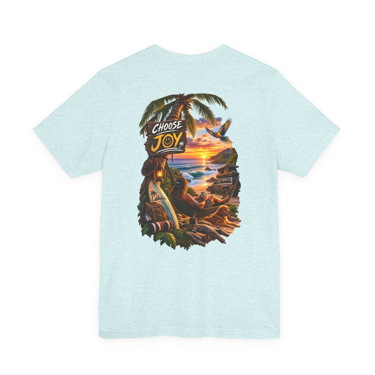 T-Shirt — 'Choose Joy' Tropical Sunset Beach Graphic Tee