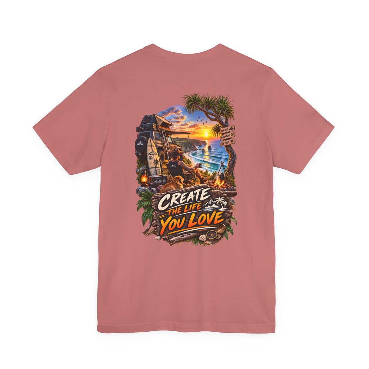 Create the Life You Love T‑Shirt — Beach Sunset Surf Graphic Tee