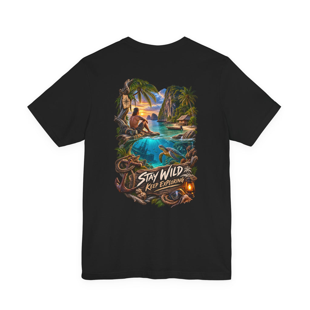 Stay Wild Adventure Tee — Tropical Explorer Graphic T-Shirt