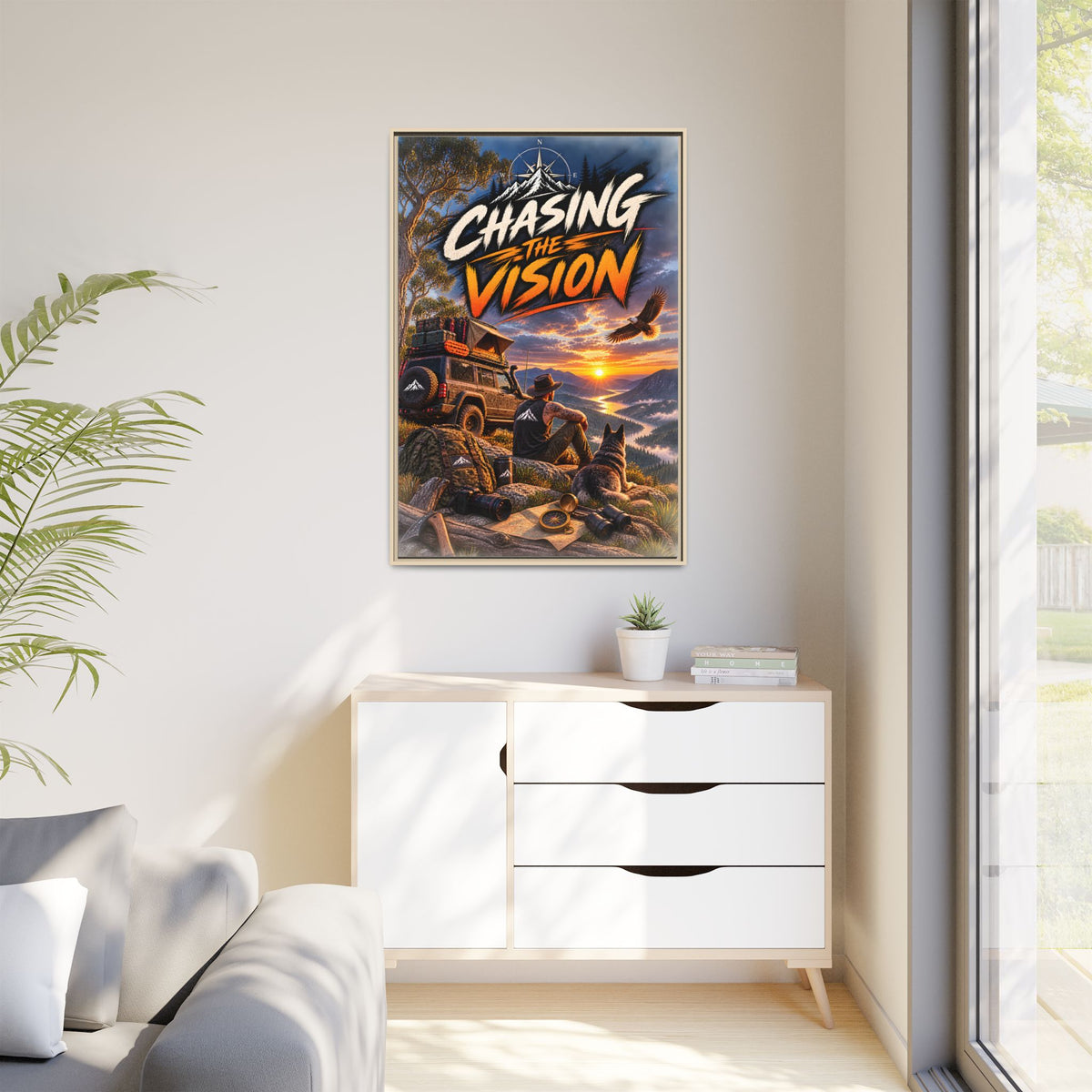 Chasing the Vision Matte Canvas Print (Framed) — Adventure Landscape Wall Art
