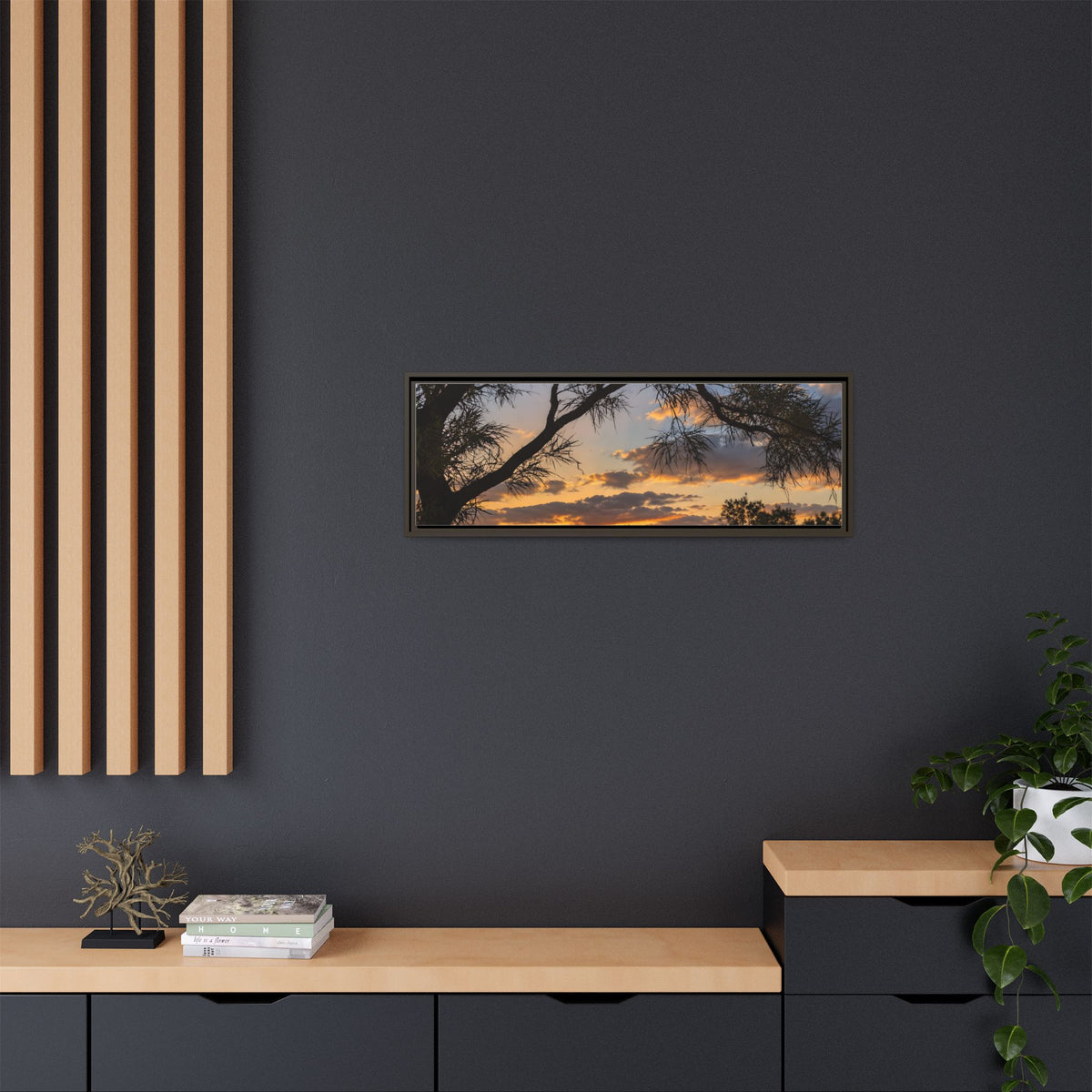 Sunset Silhouette Matte Canvas Print — Framed Landscape Wall Art