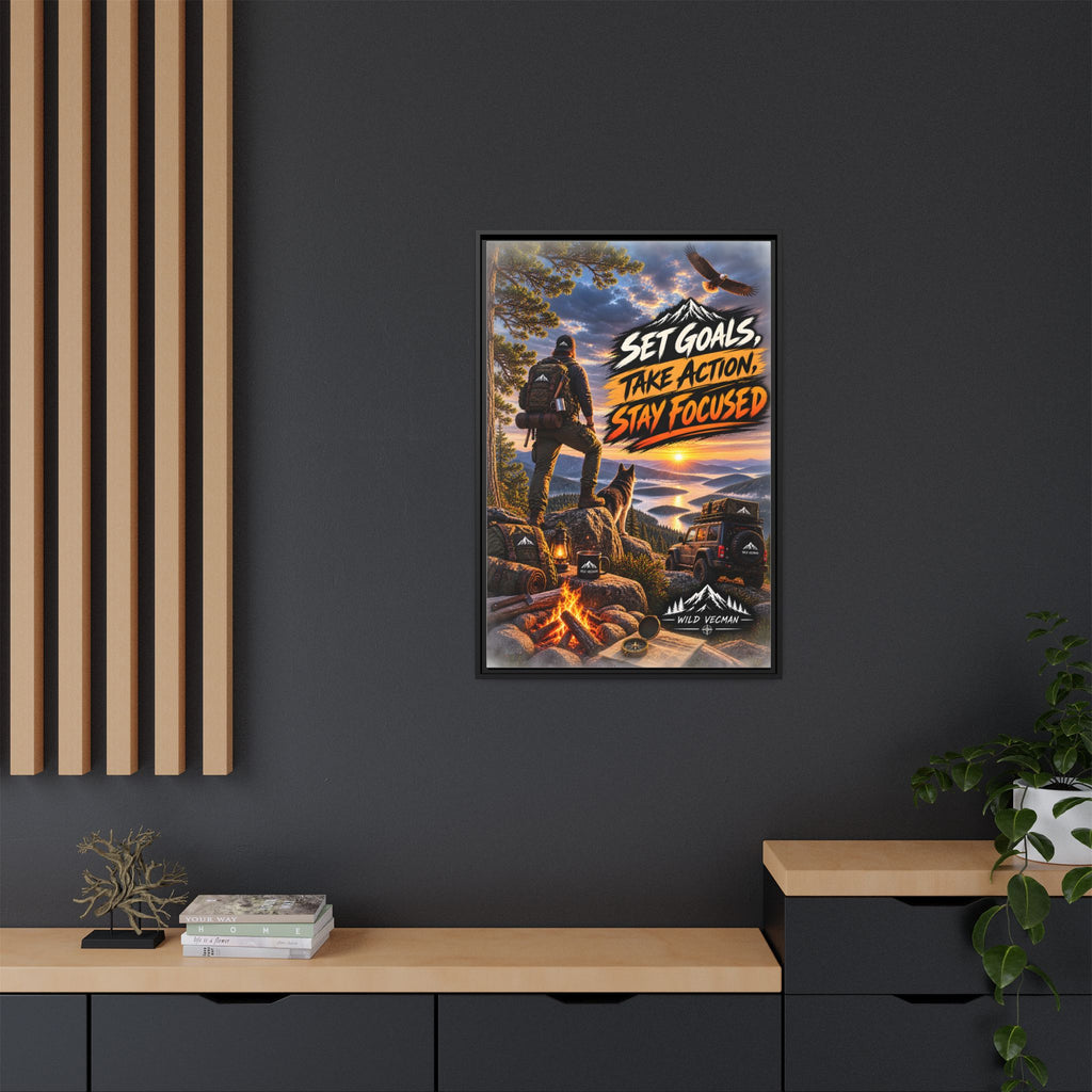 Motivational Adventure Canvas — “Set Goals, Take Action, Stay Focused”