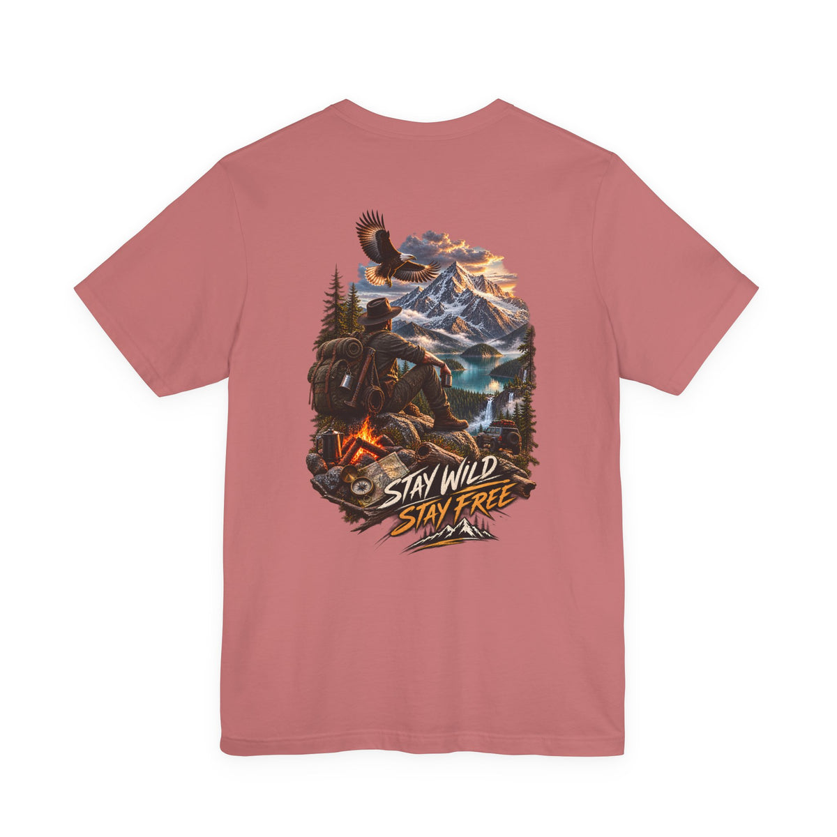 Stay Wild Stay Free Mountain Tee — Adventure Nature Graphic T-Shirt