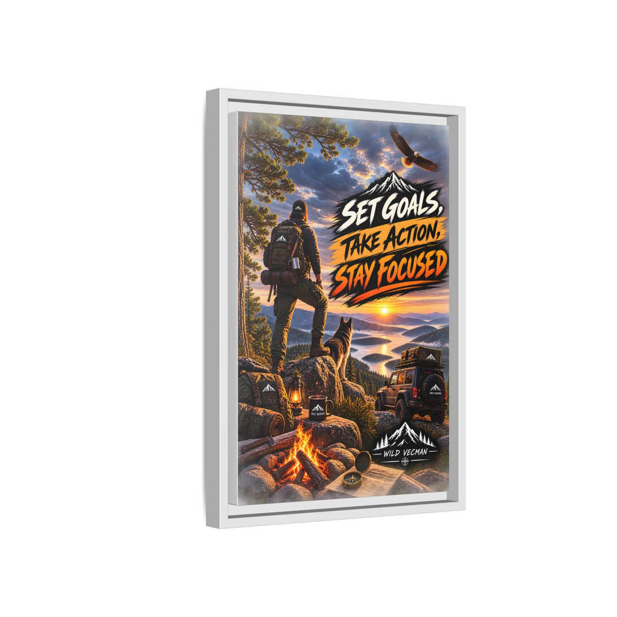 Motivational Adventure Canvas — “Set Goals, Take Action, Stay Focused”