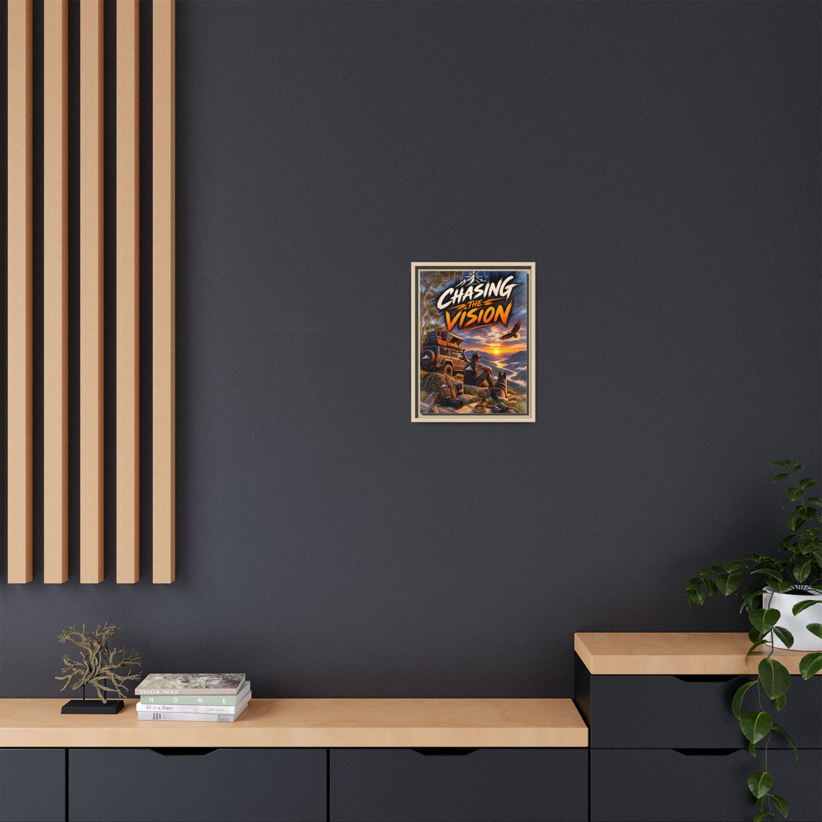 Chasing the Vision Matte Canvas Print (Framed) — Adventure Landscape Wall Art