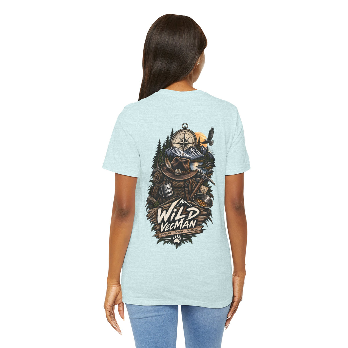 Wild Vegman Adventure T-Shirt — Outdoorsy Compass & Forest Graphic Tee