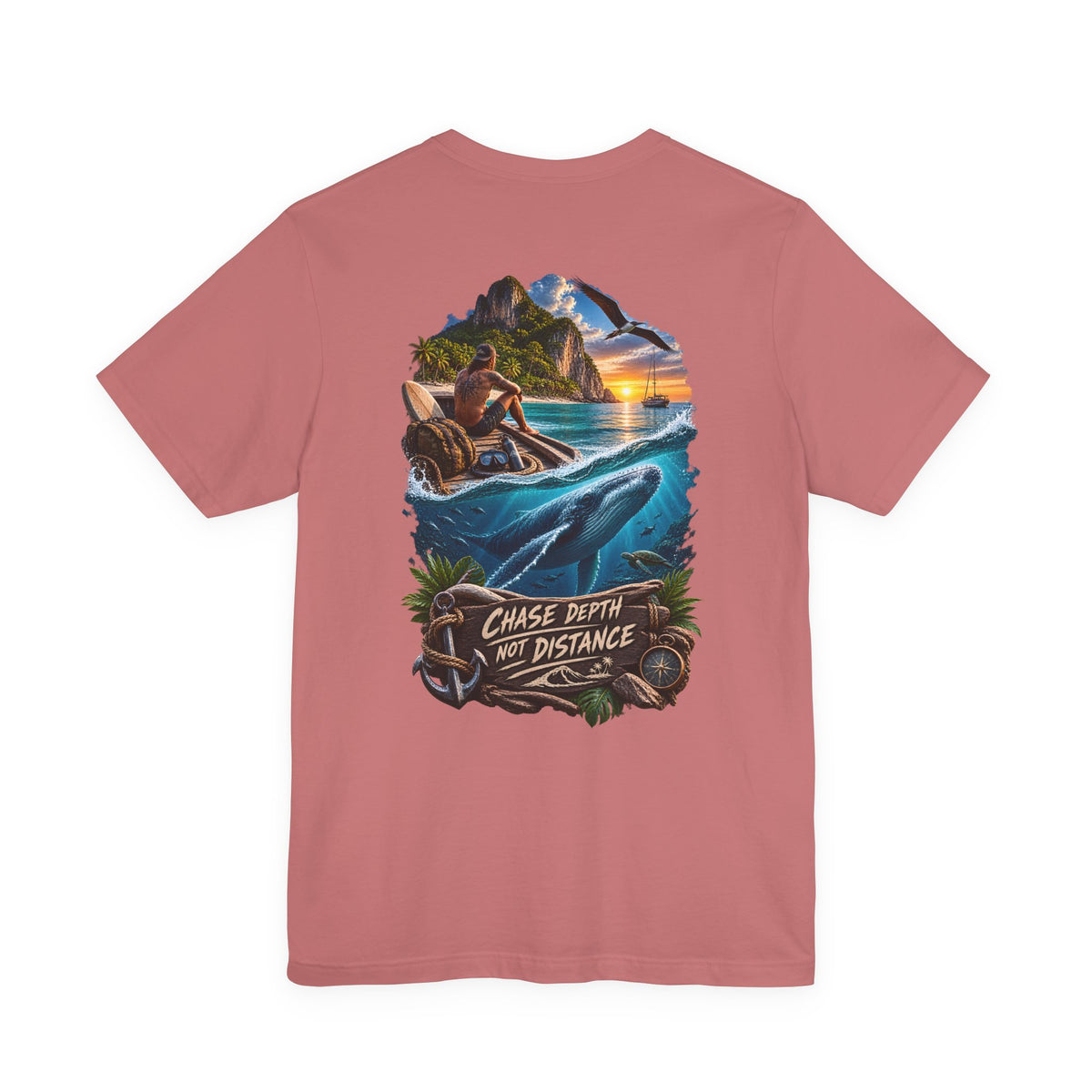 T-Shirt — 'Chase Depth Not Distance' Ocean Whale Adventure Tee