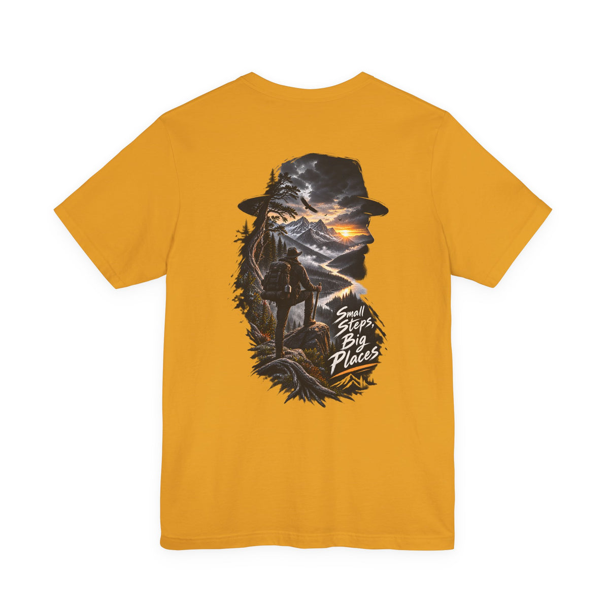 Adventure Hiker Tee — 'Small Steps, Big Places' Mountain Silhouette