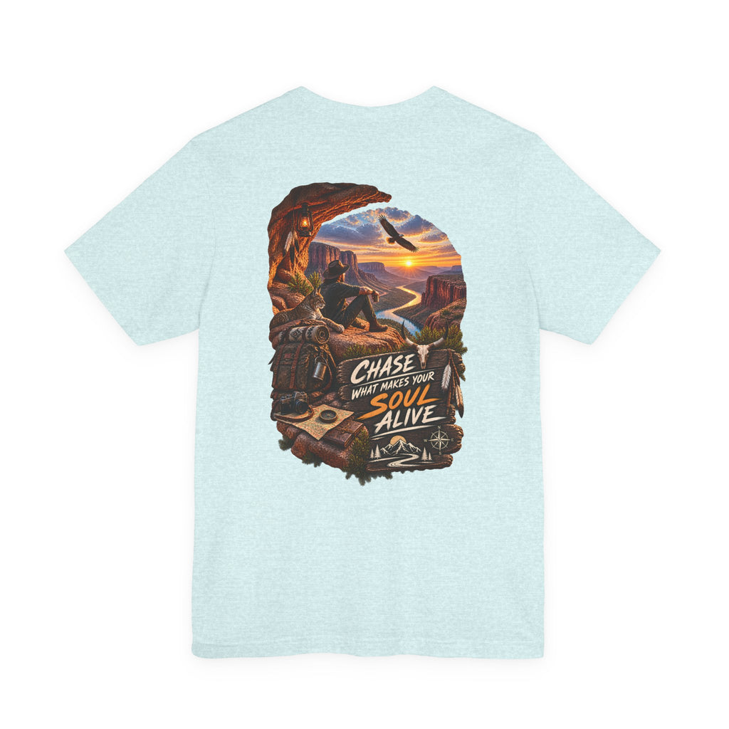 T-shirt aventure — T-shirt graphique « Poursuis ce qui rend ton âme vivante »