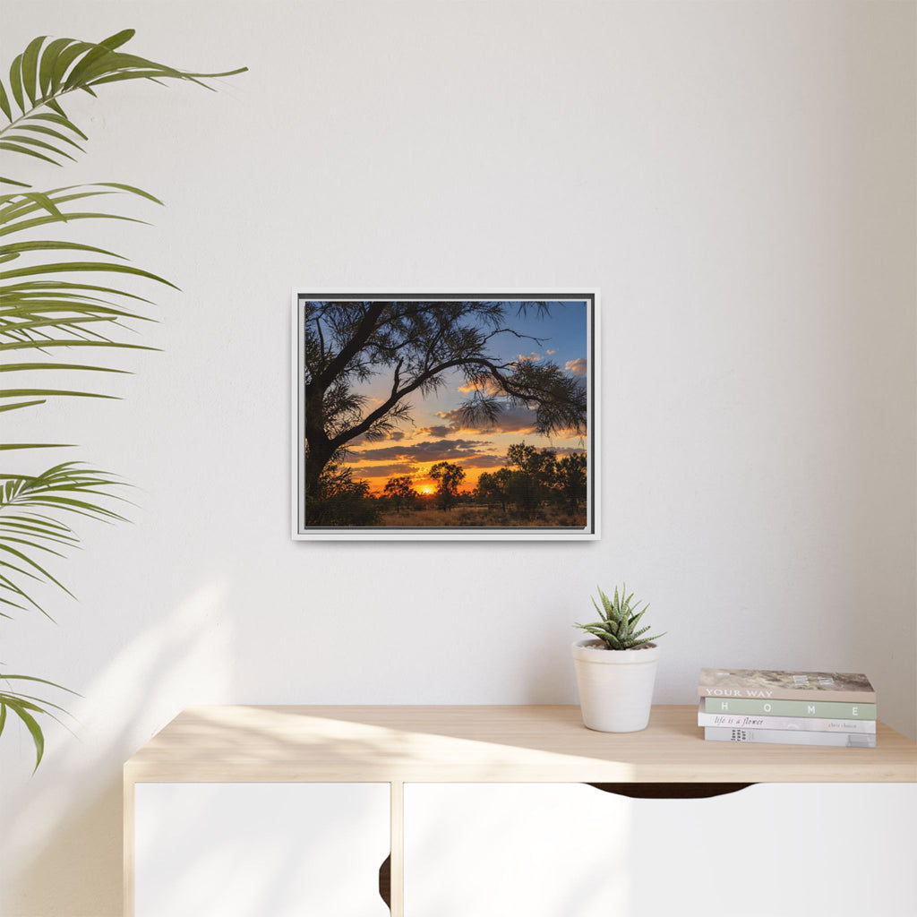 Sunset Silhouette Matte Canvas Print — Framed Landscape Wall Art