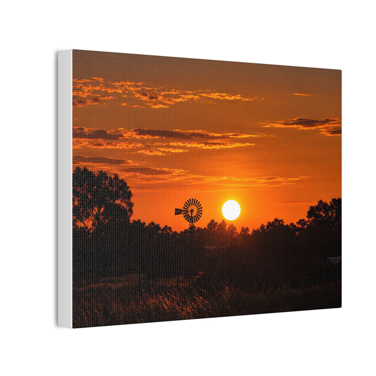 Sunset Windmill Canvas Print — Rural Farmhouse Wall Art