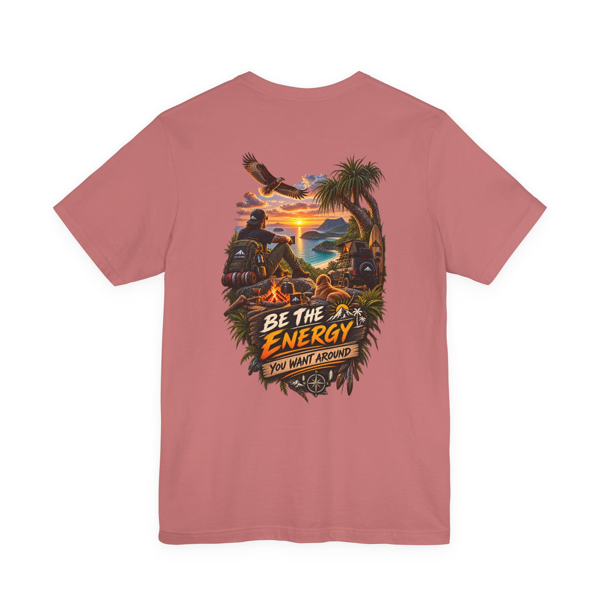 T-Shirt — "Be The Energy" Sunset Island Graphic Tee