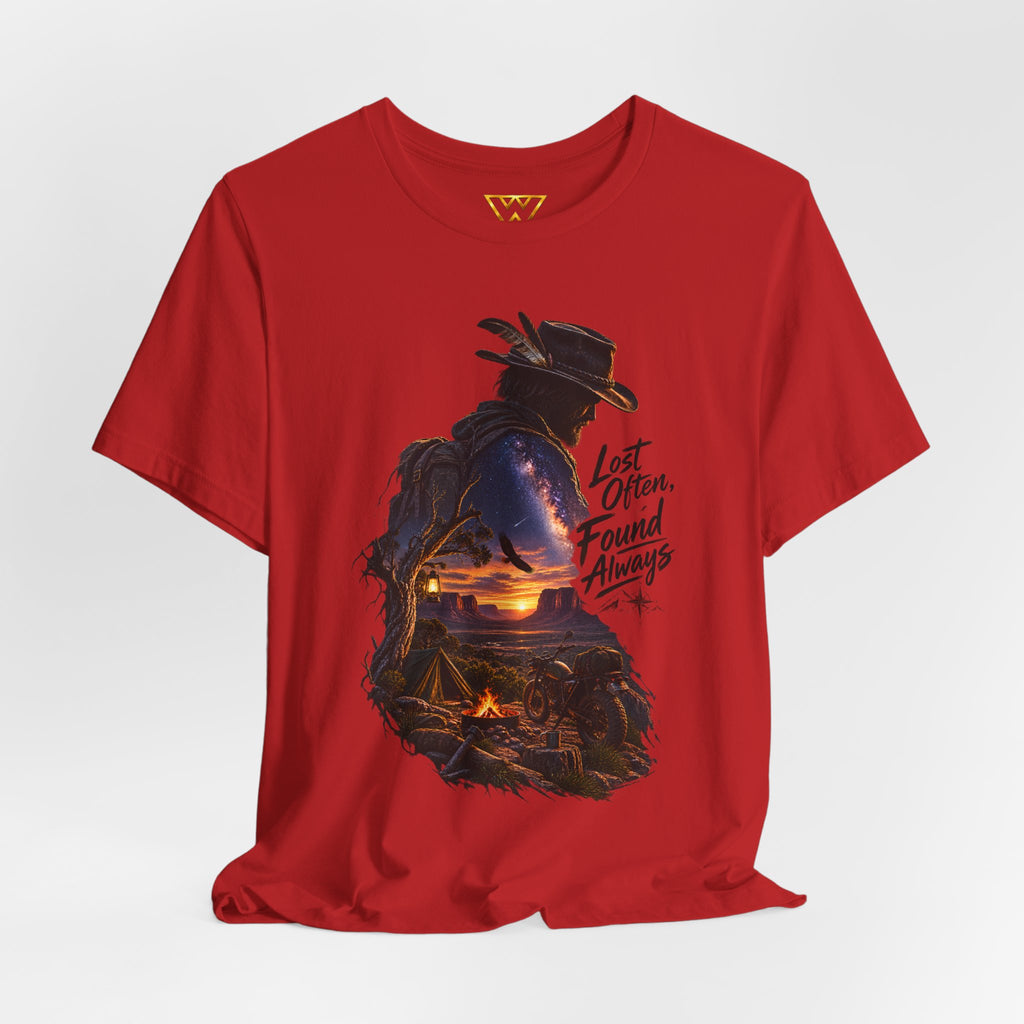 T‑Shirt — Western Sunset Cowboy 'Lost Often, Found Always' Graphic Tee