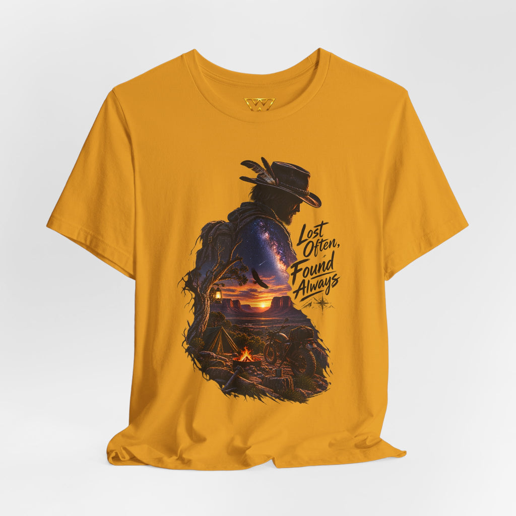 T‑Shirt — Western Sunset Cowboy 'Lost Often, Found Always' Graphic Tee