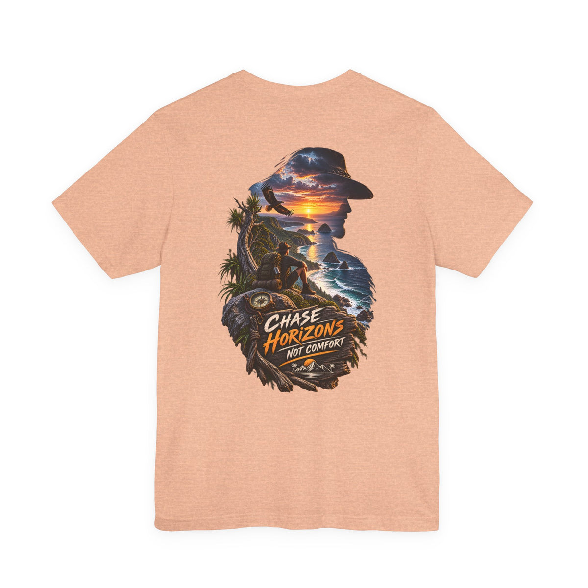Chase Horizons Graphic Tee — 'Chase Horizons Not Comfort' Sunset Adventure T-Shirt
