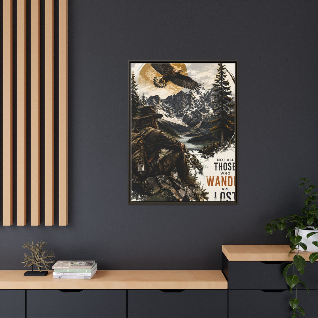 Wander Not Lost Eagle Mountain Canvas Print — Framed Matte Wall Art